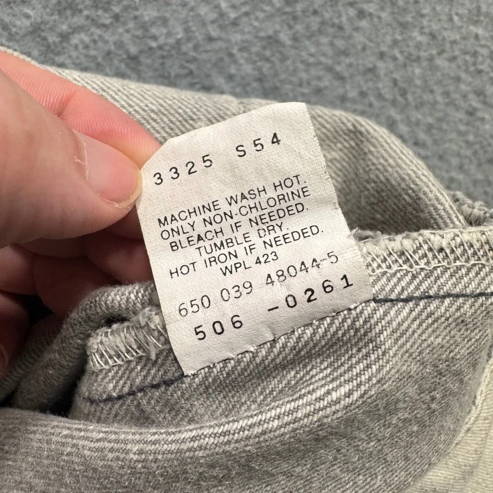 Levi 506 Jeans Mens 30x34 Gray Acid Wash Straight Leg Vintage Made USA 506-0261
